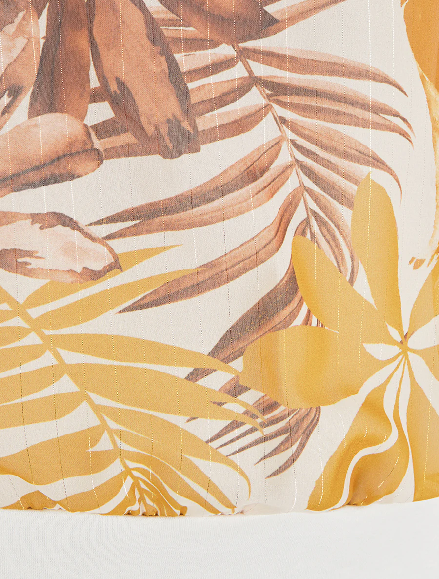 Top met korte mouwen en tropische print - Mosterd - Image 3