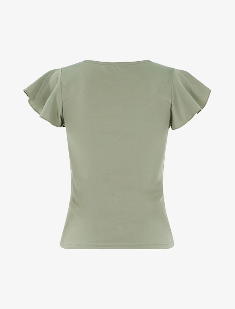 Top met korte mouwen met ruches - kaki - Image 2