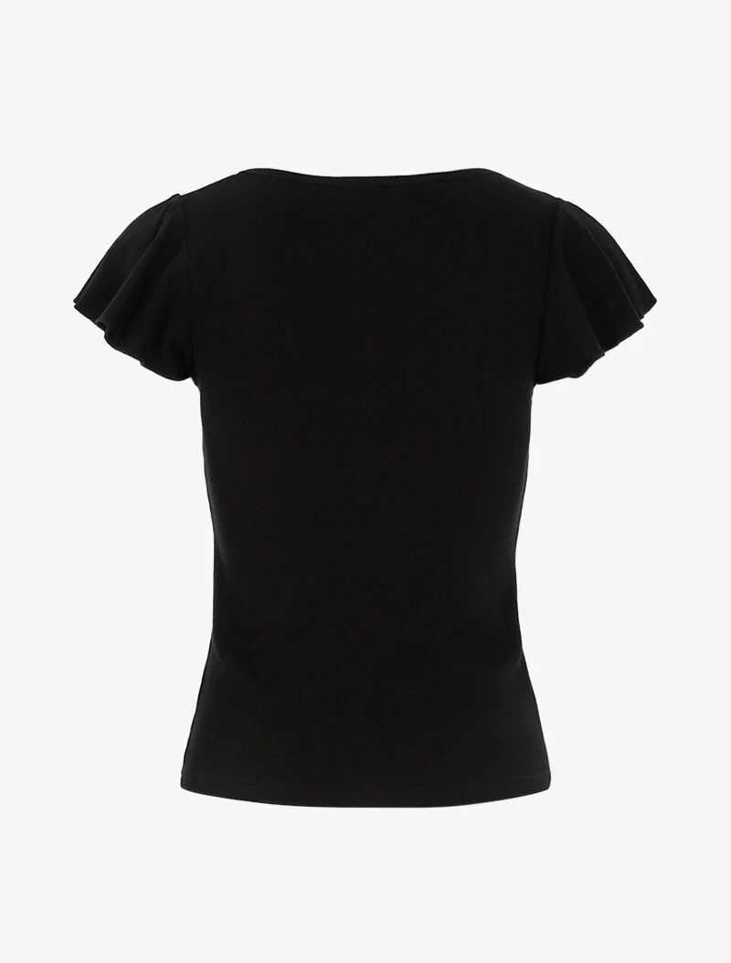 Top met korte mouwen met ruches - zwart - Image 2