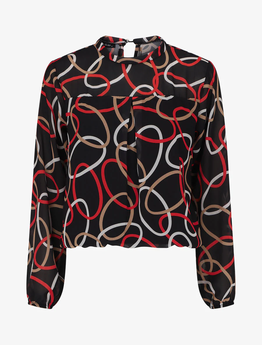 Top met lange mouwen en grafische print - Zwart