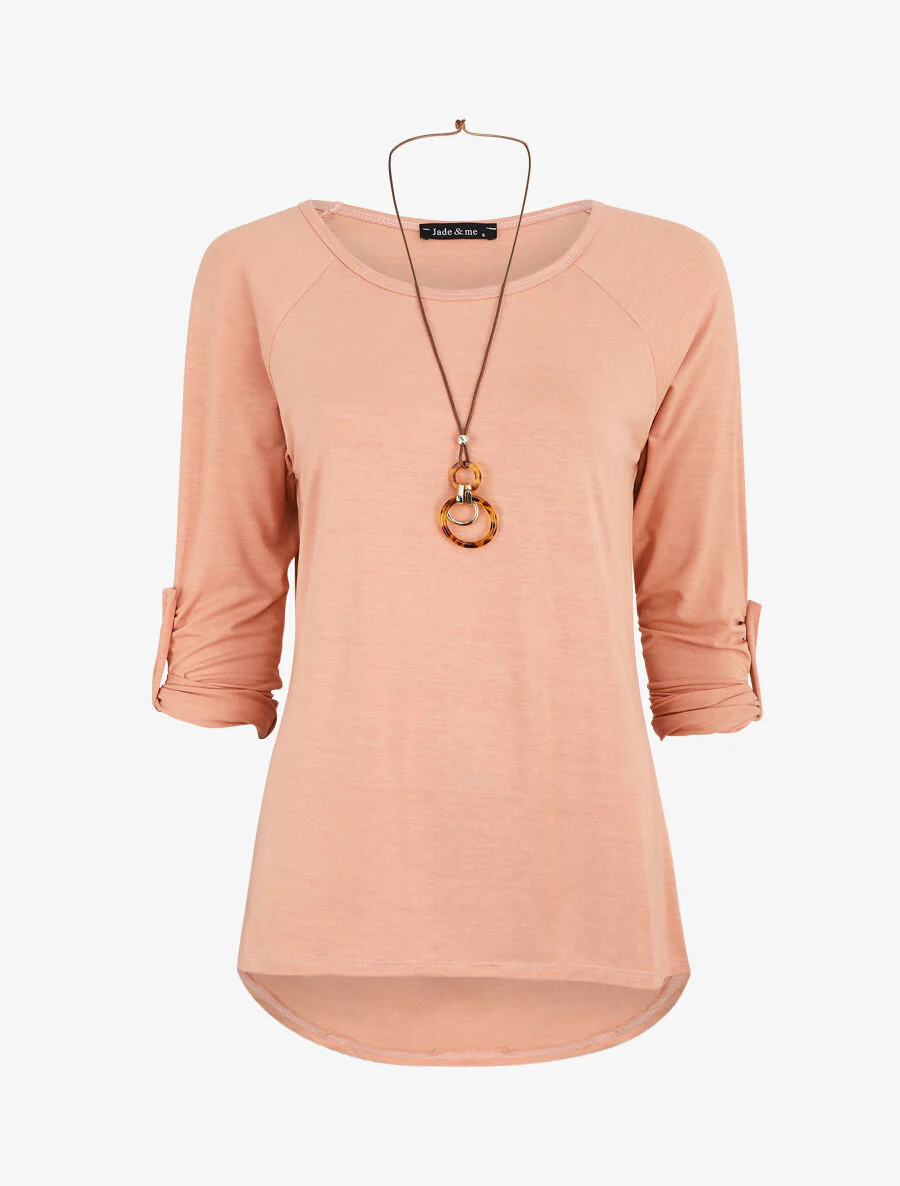 Top met lange mouwen - Poederroze