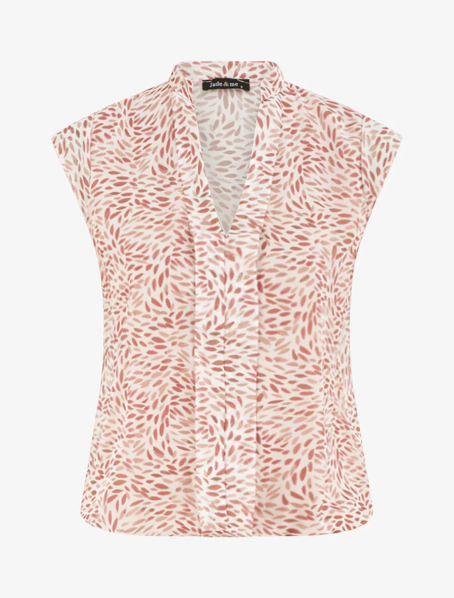 Top met lange mouwen met gestyled bladeren print - Roze