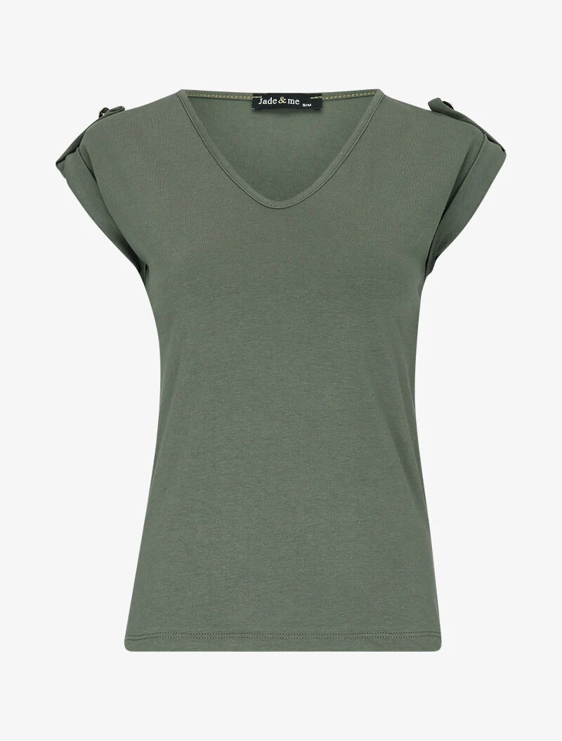 Top met mouwloze revers - kaki