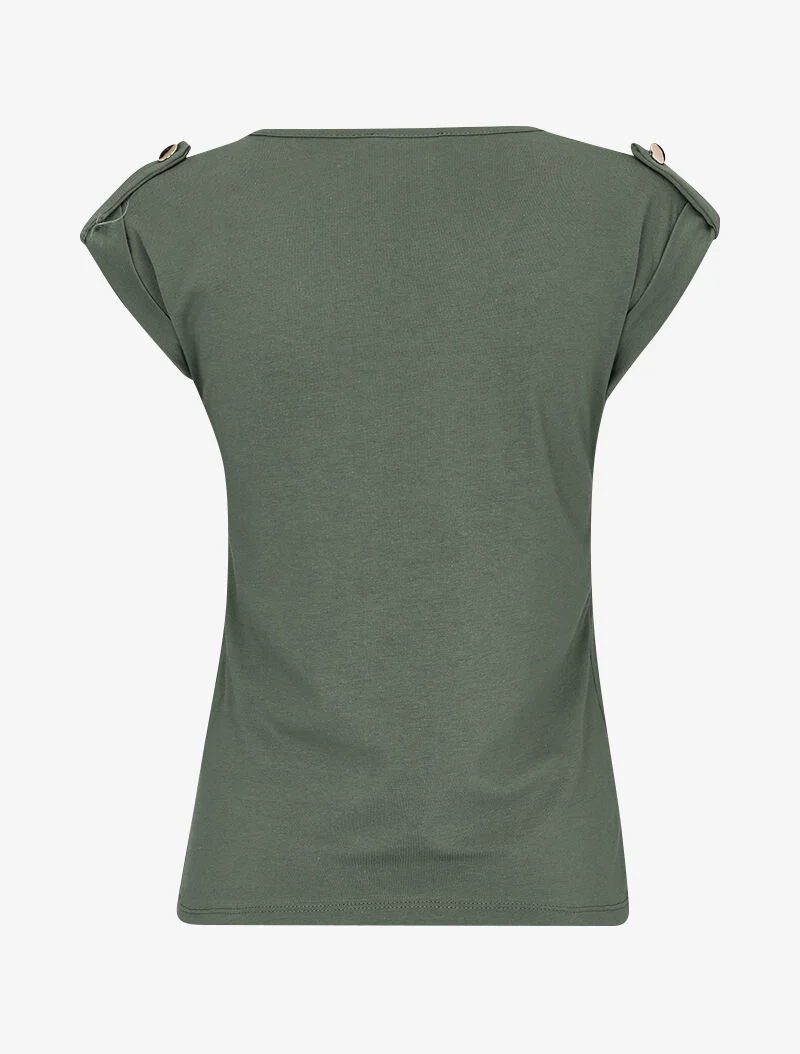 Top met mouwloze revers - kaki - Image 2