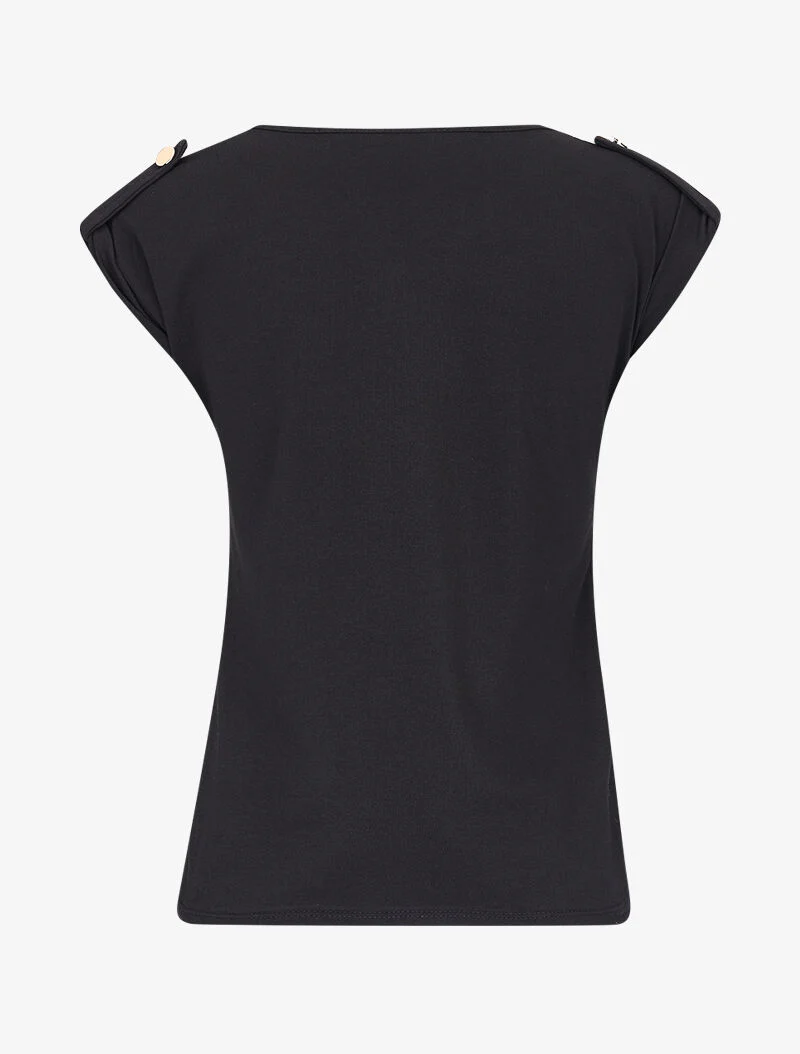Top met mouwloze revers - zwart - Image 2