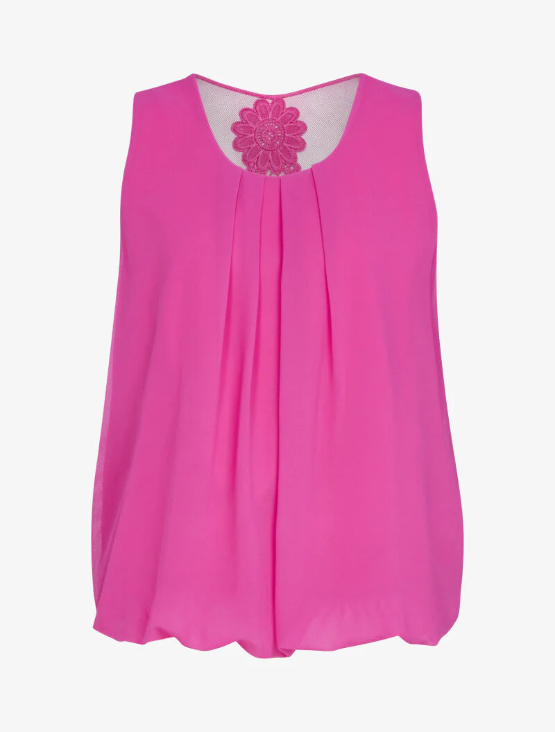 Top met net- en haakdetails - fuchsia