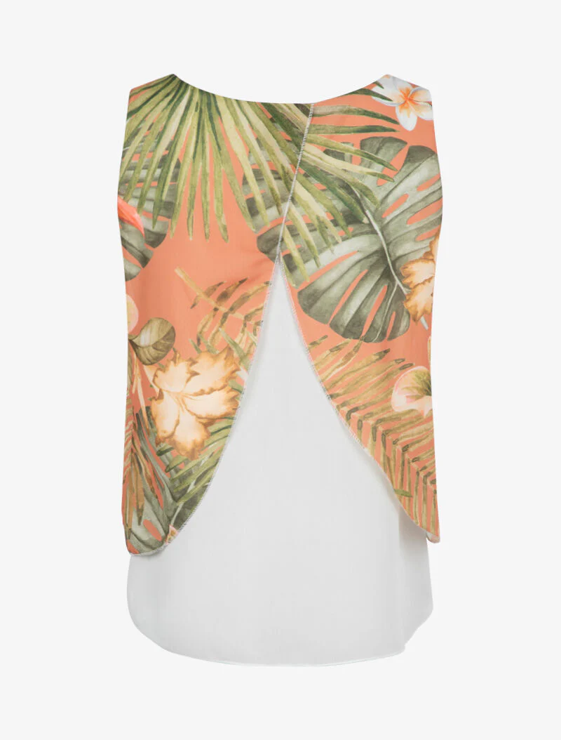 Top met overlappende lagen en print op de stof - roze - Image 4