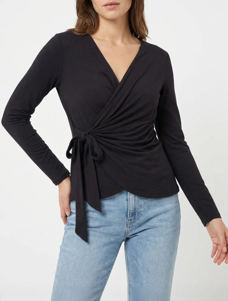 Top met overslagkraag - Zwart - Image 4