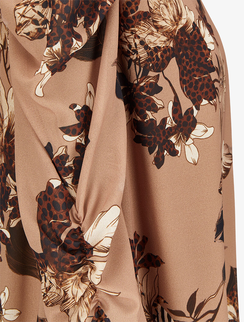 Top met pofmouwen en bloemen- en luipaardprint - Taupe - Image 3