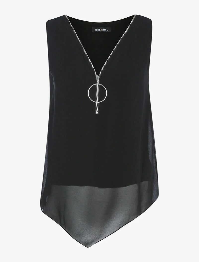 Top met ritsdecolleté - zwart - Image 4