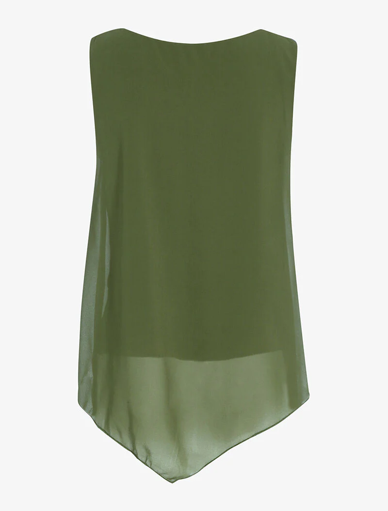 Top met ritsdecolleté - kaki - Image 2