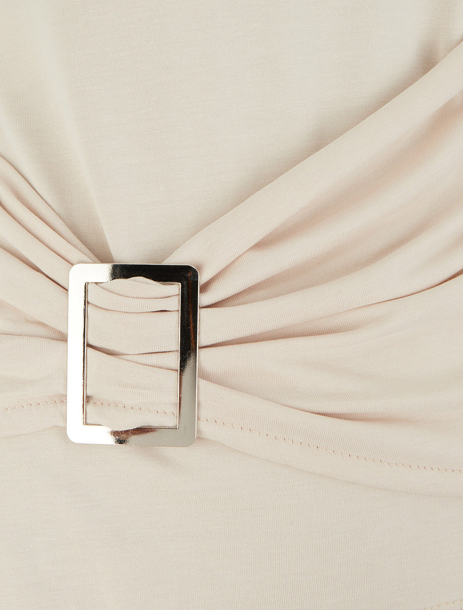 Top met ronde hals en sieraccent. - Beige - Image 3