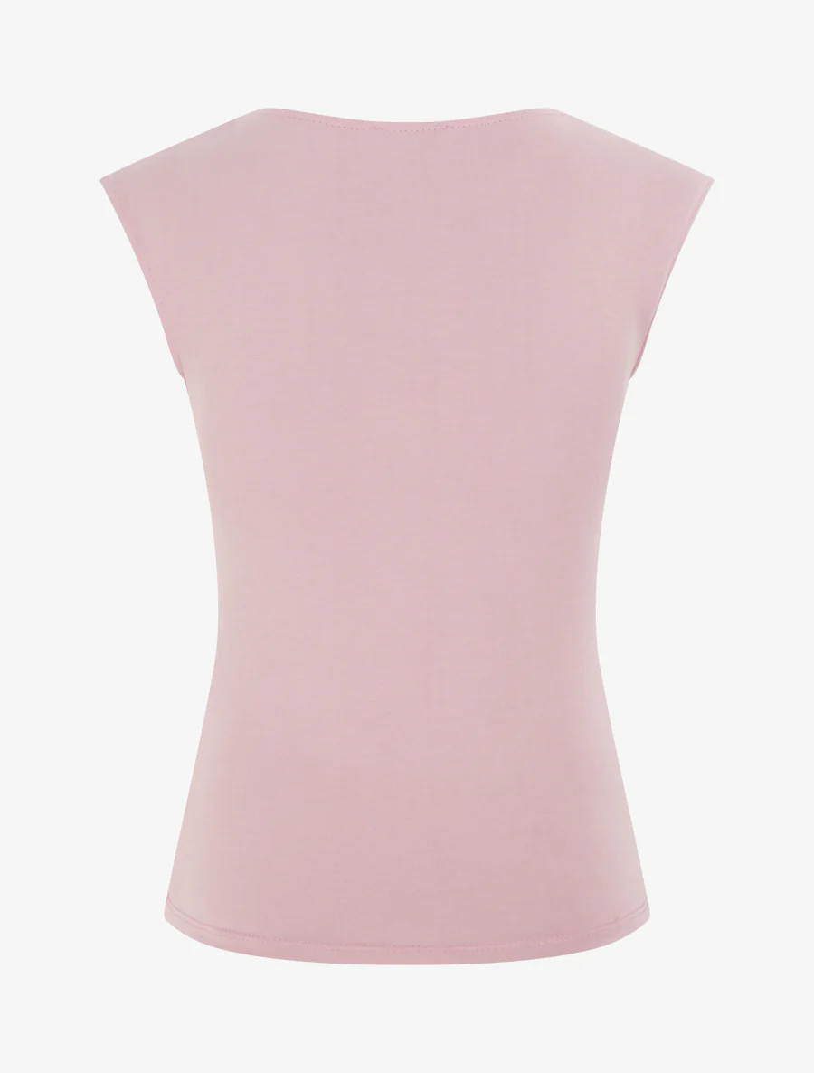 Top met ronde hals en sieraccent. - Roos - Image 2
