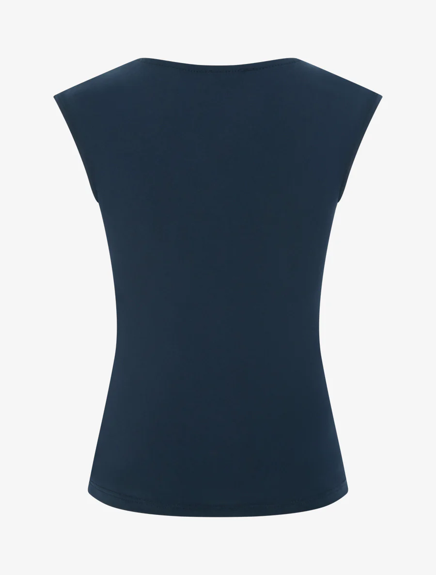 Top met ronde hals en sieraccent. - Marine - Image 2