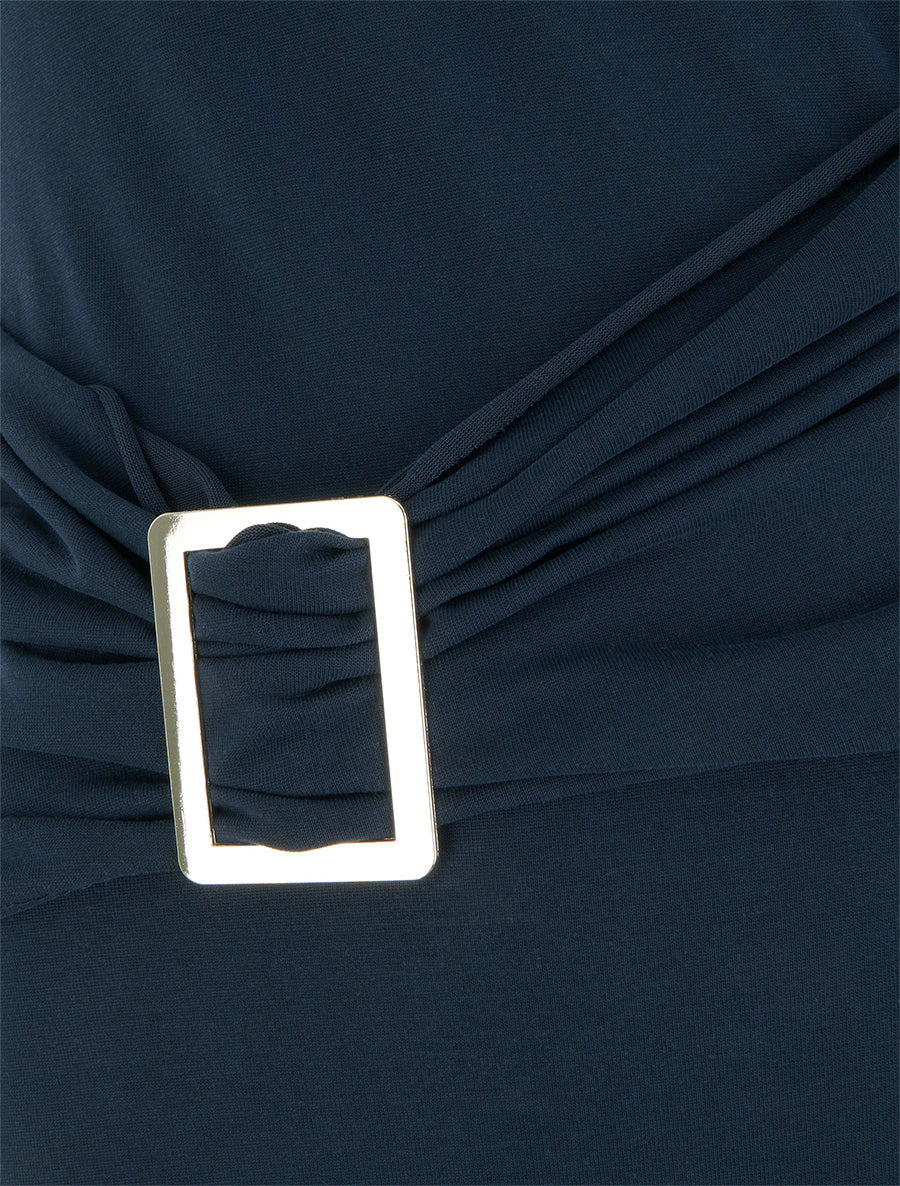 Top met ronde hals en sieraccent. - Marine - Image 3