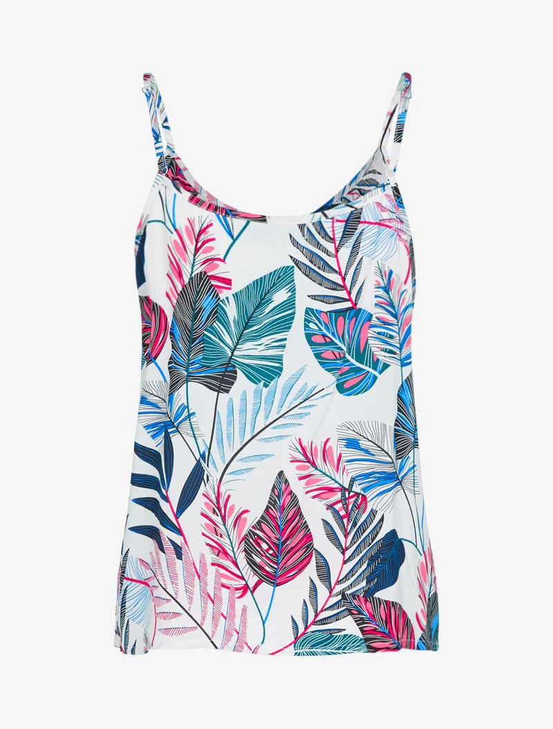 Top met ruches en tropische print - wit - Image 2