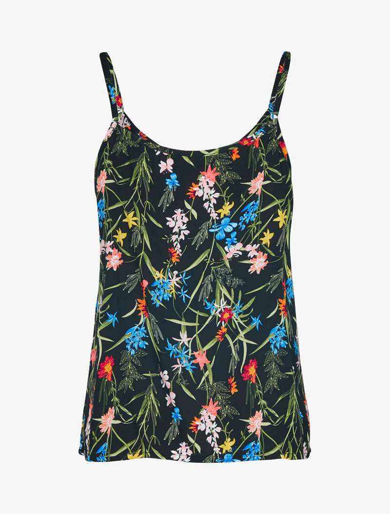 Top met ruches en tropische print - zwart - Image 2