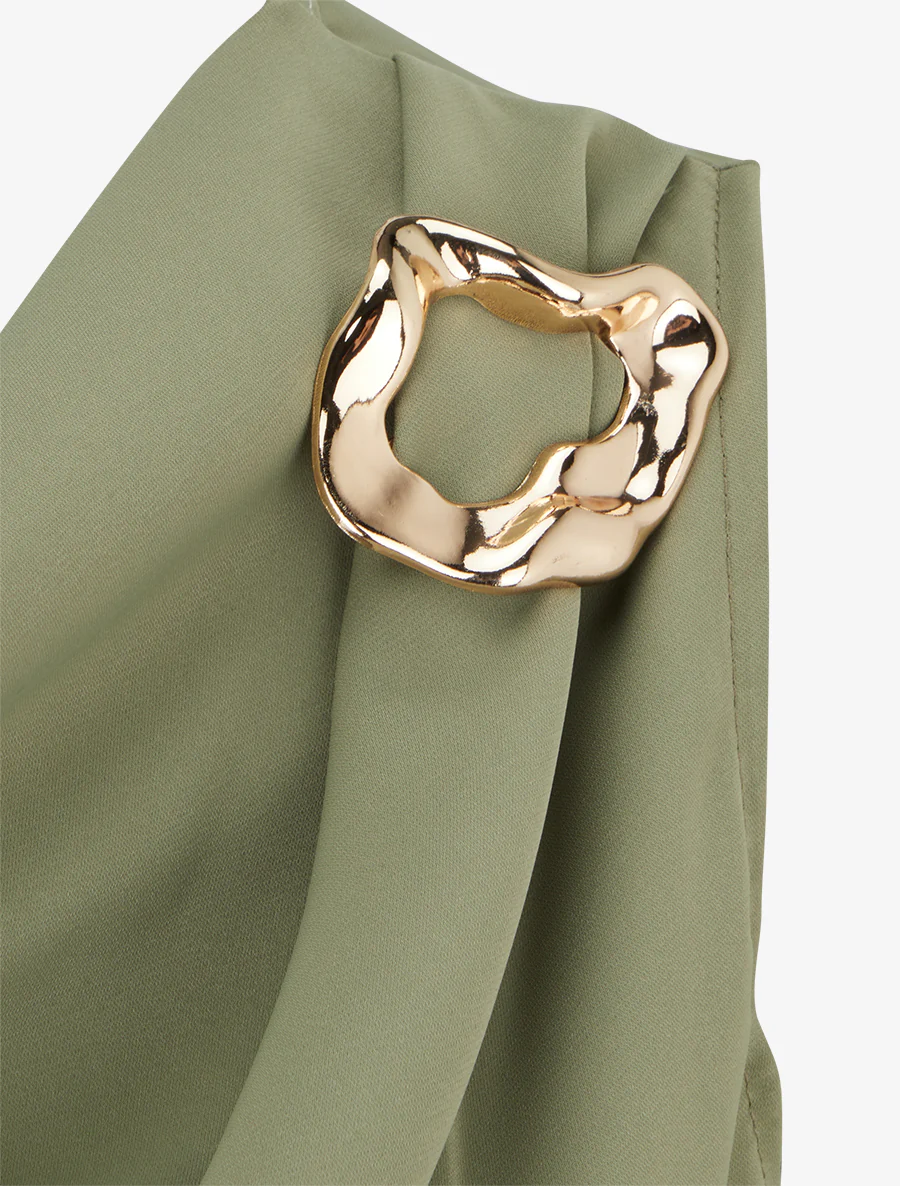Top met sierlijke inzet. - Kaki - Image 3