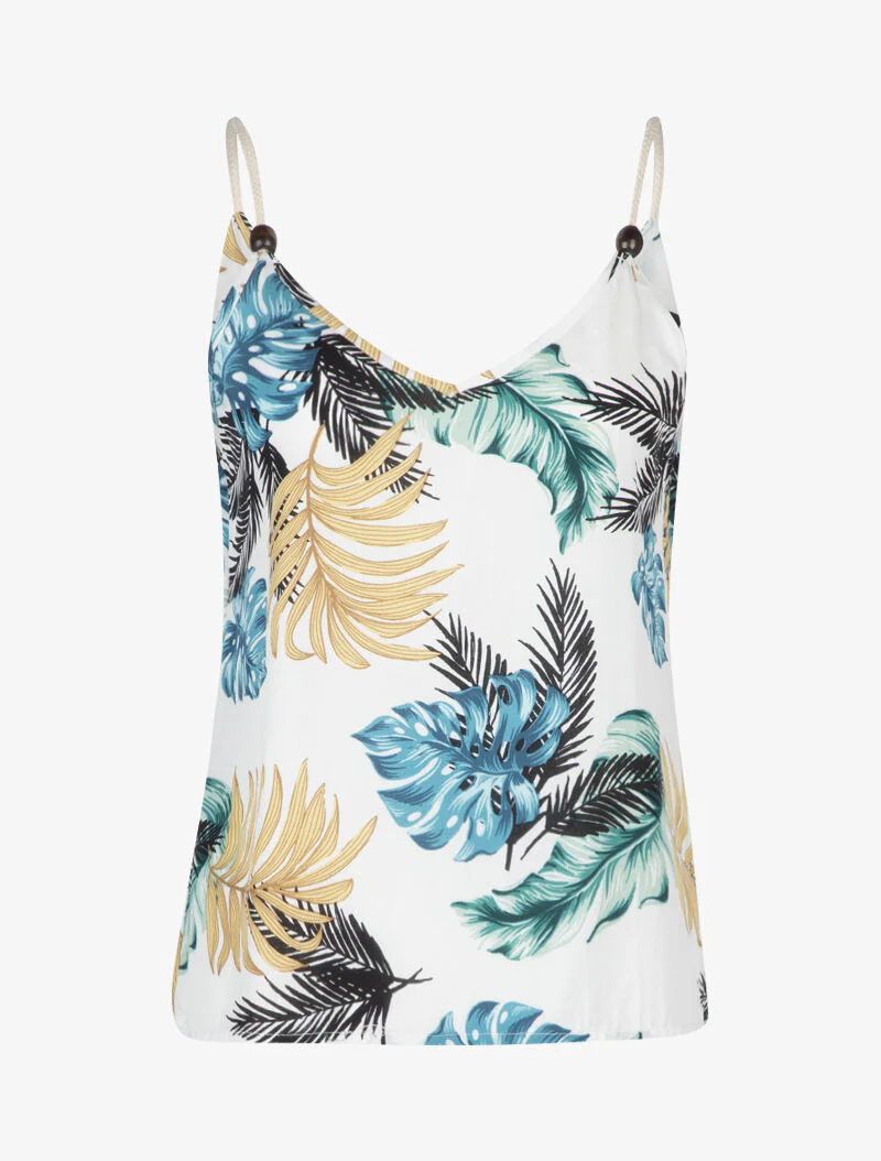Top met koordstijl bandjes - ecru