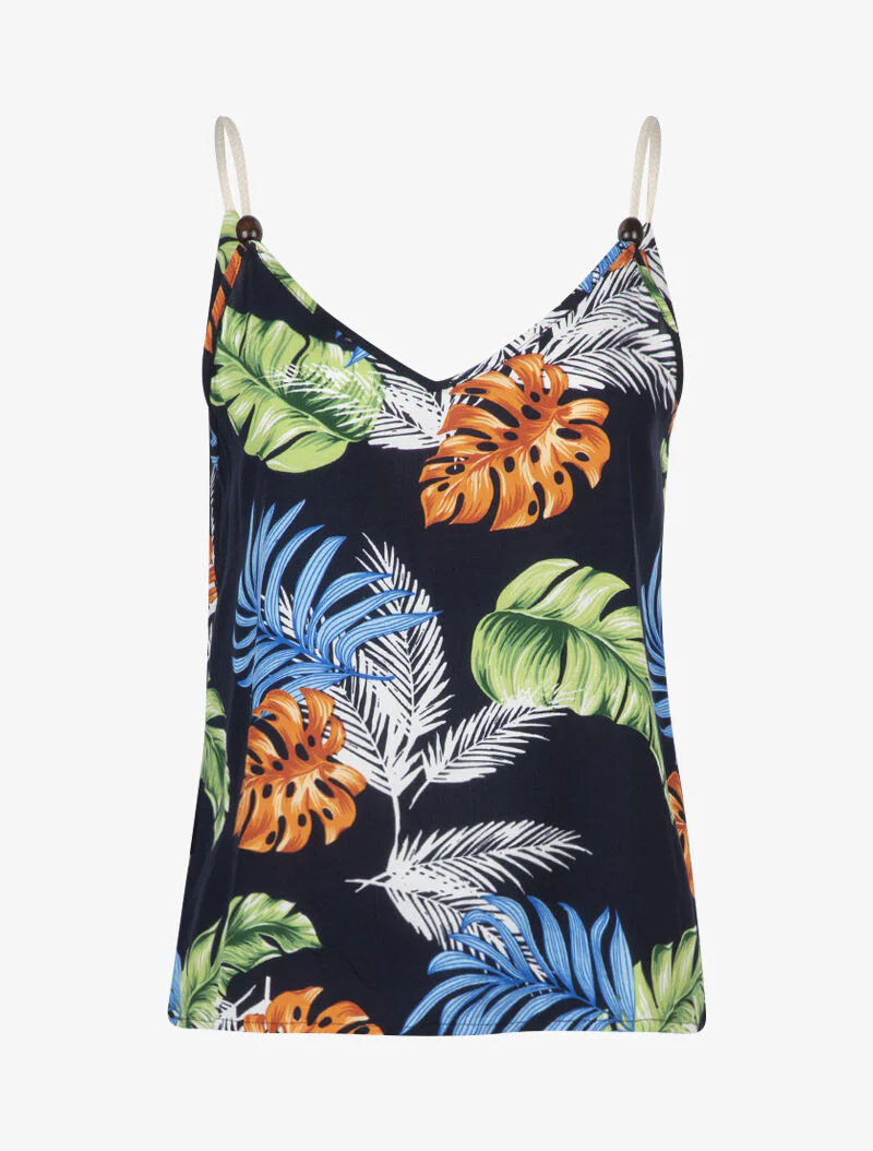 Top met koordstijl bandjes - marineblauw