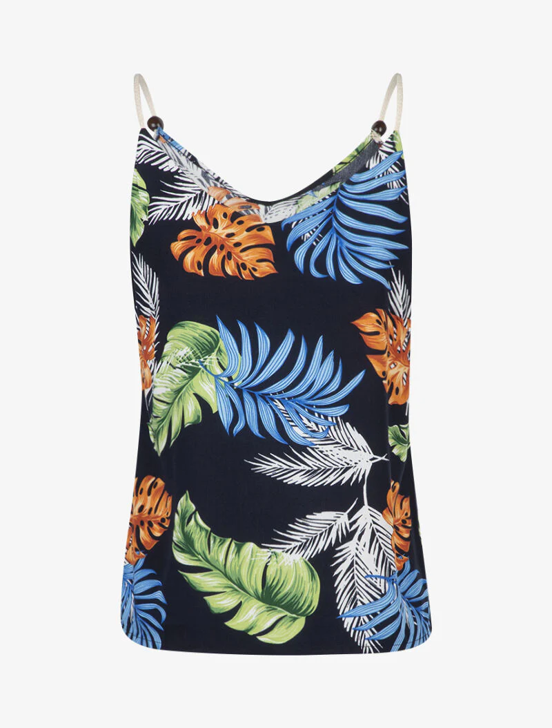 Top met koordstijl bandjes - marineblauw - Image 2