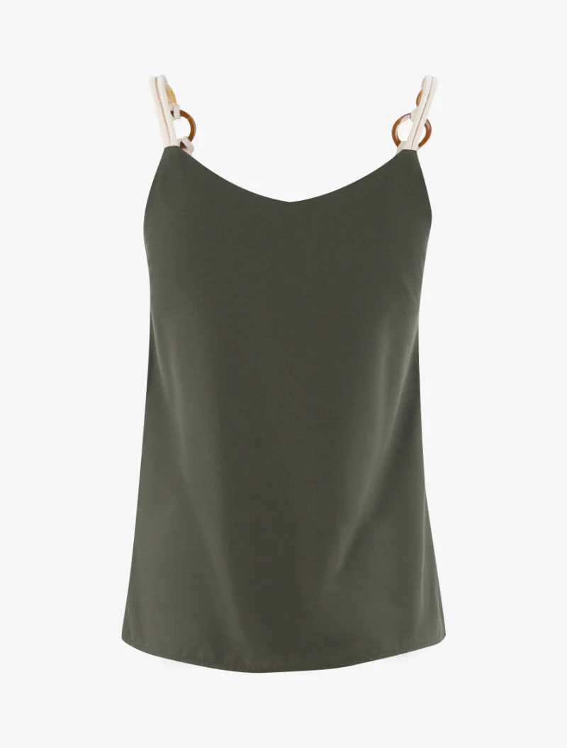 Top met bandjes in touwstijl - kaki - Image 2
