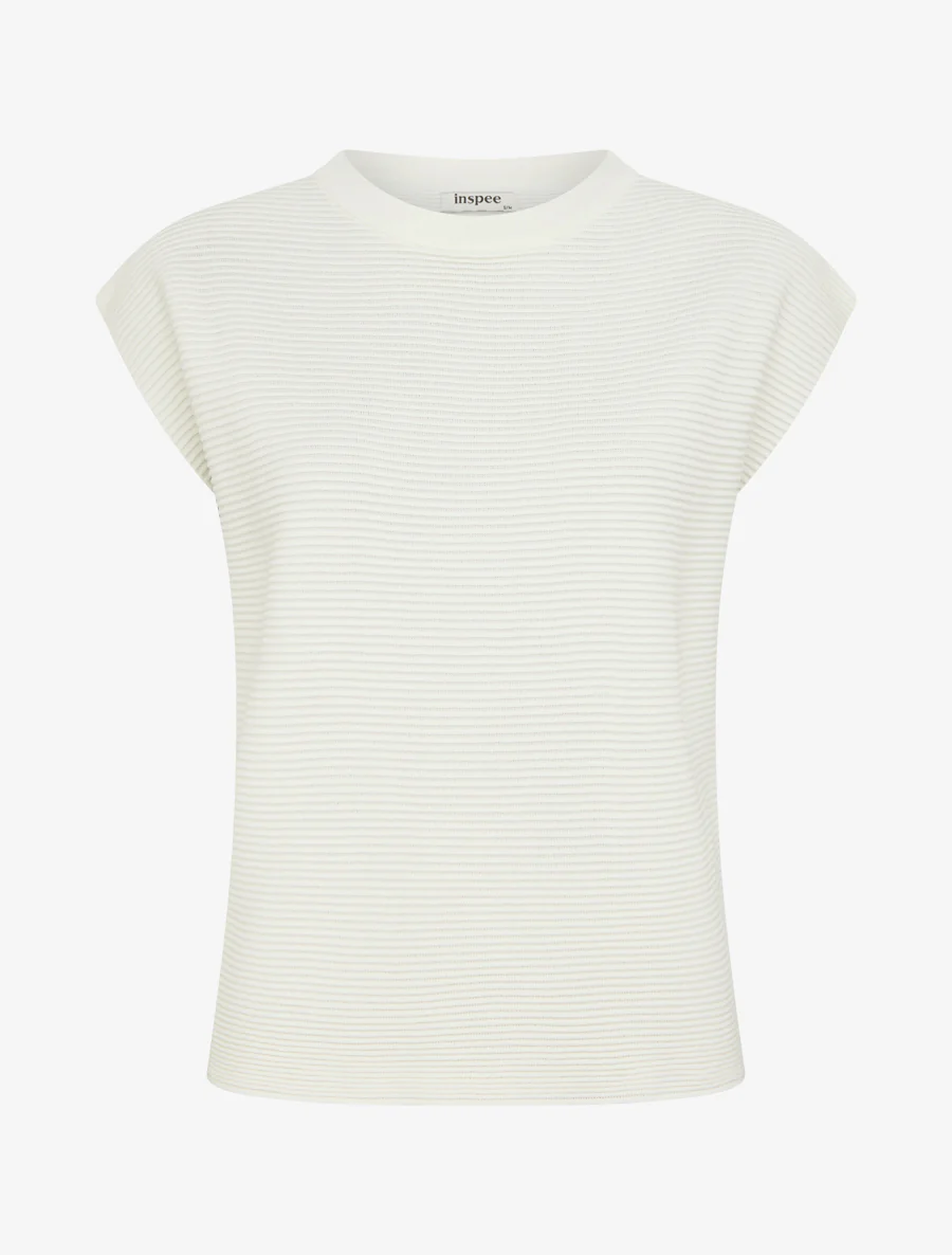 Top met textuur en ronde hals - Ecru