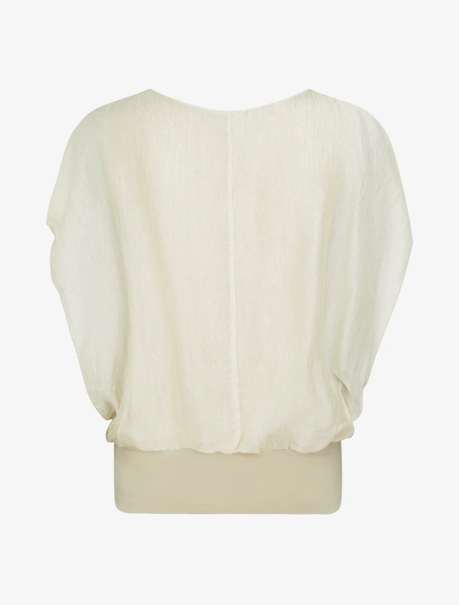 Top met textuurstof - Beige - Image 2