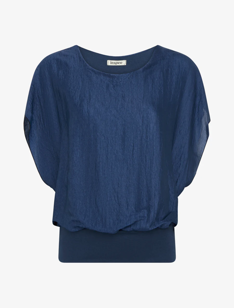 Top met textuurstof - Donkerblauw