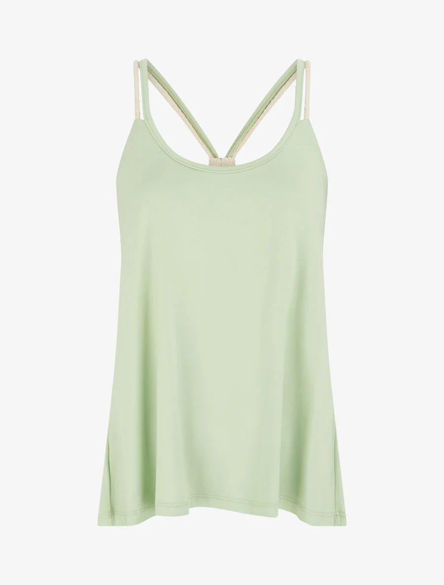 Top met touwstijl bandjes - Amandelgroen