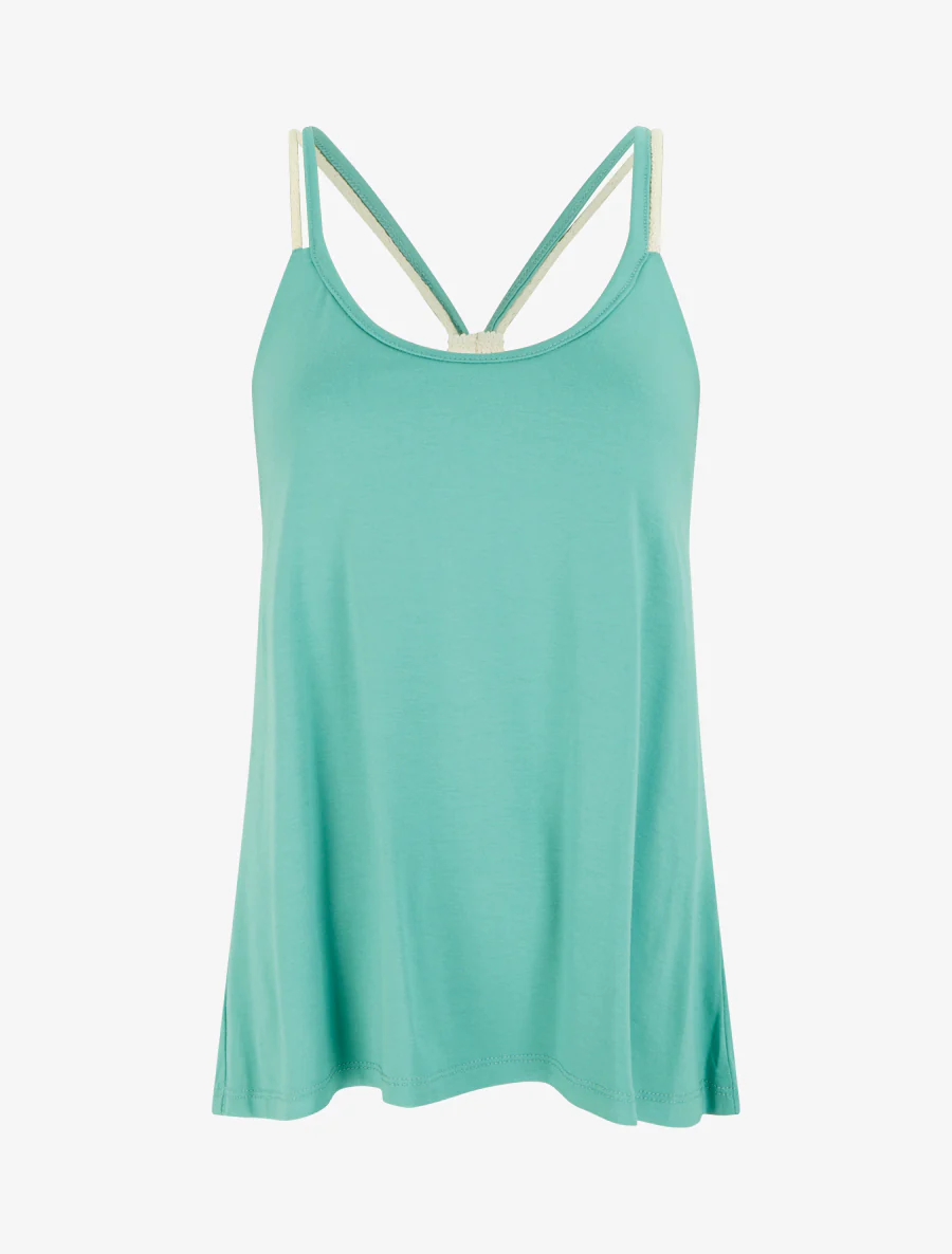 Top met touwstijl bandjes - Turkoois