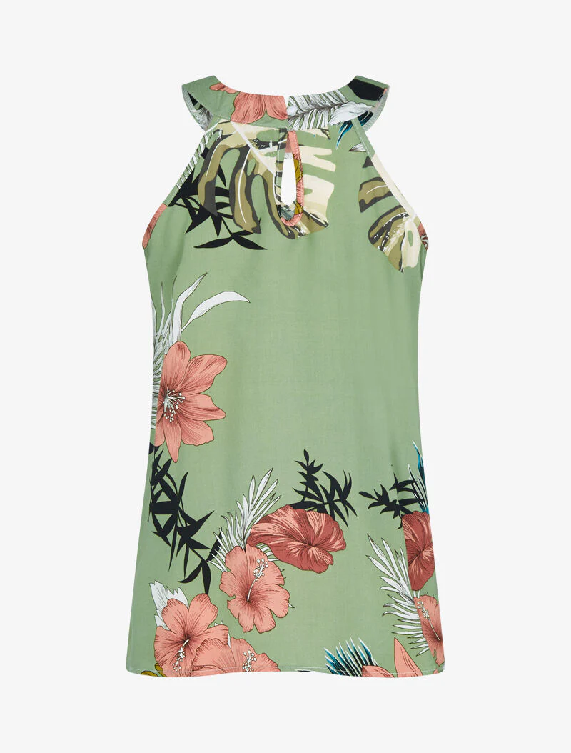 Top met tropische print - kaki - Image 2