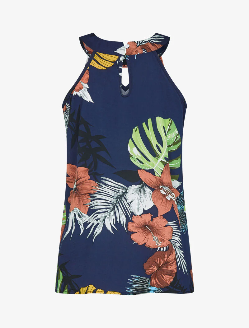Top met tropische print - marineblauw - Image 2