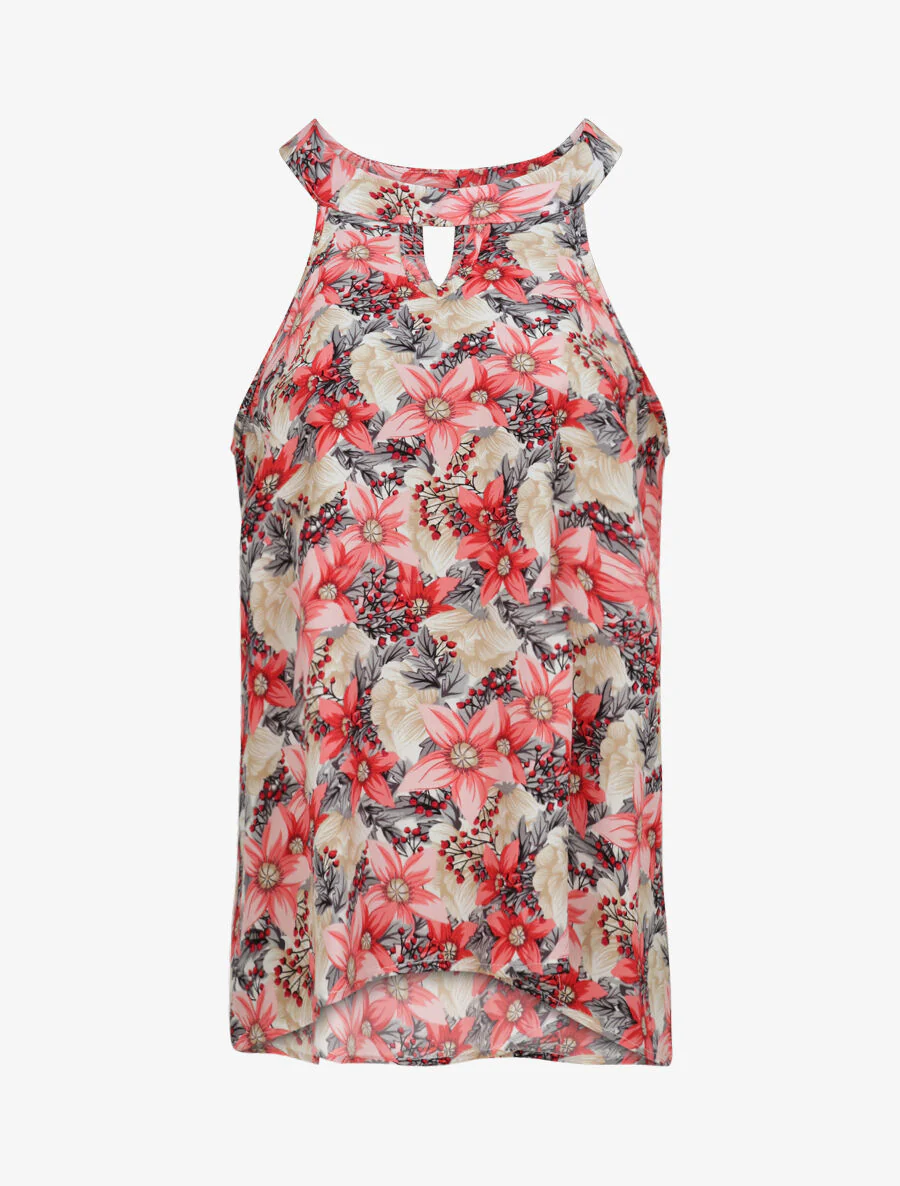 Top met verschillende bloemenprint - Roze