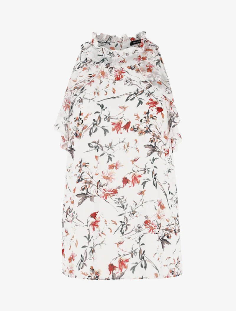 Top in voile met ruches - beige