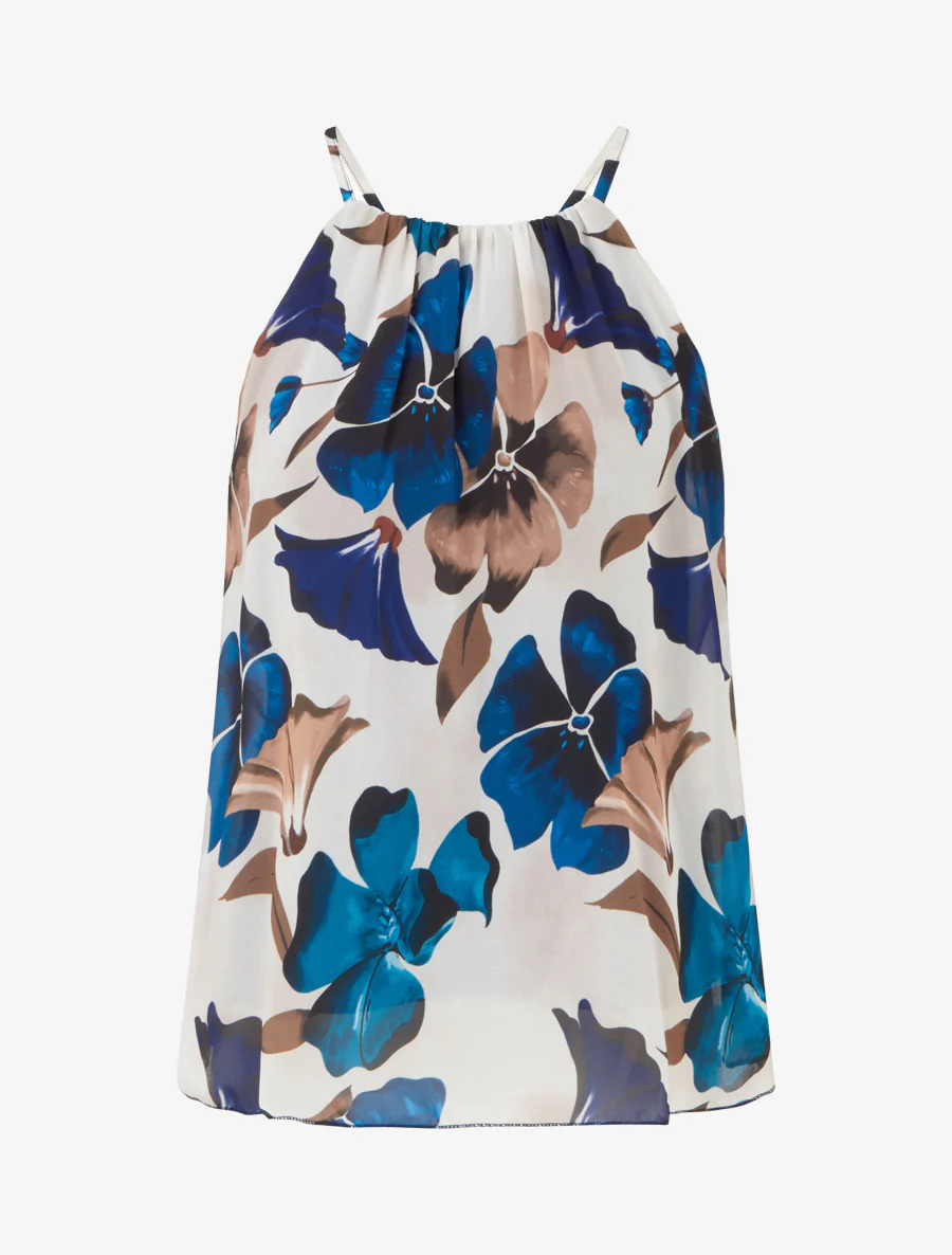 Top met vloeiende bloemenprint - Marine