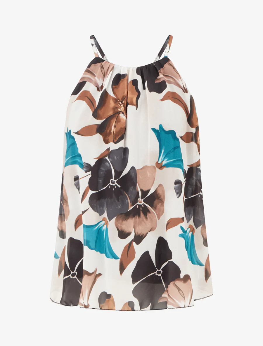 Top met vloeiende bloemenprint - Zwart