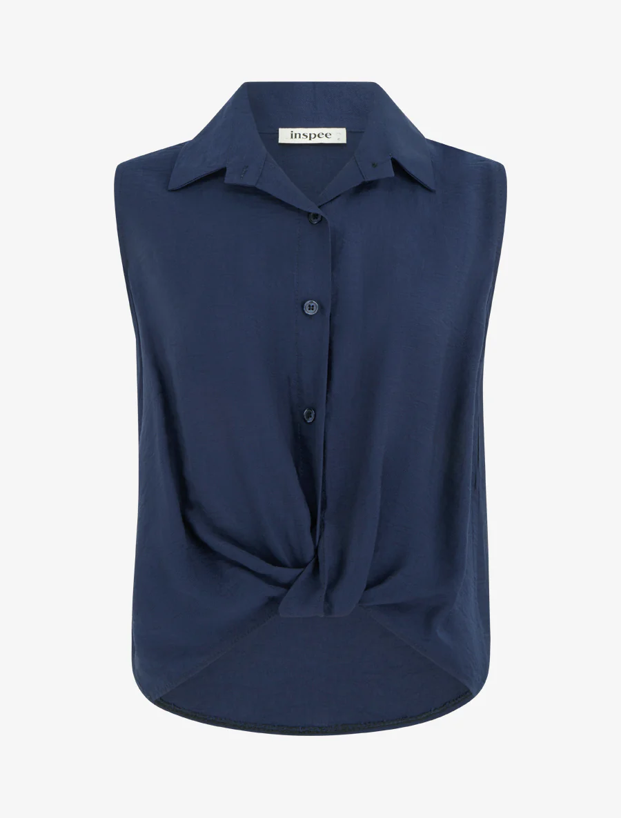 Top met vloeiende geknoopte look - Marine