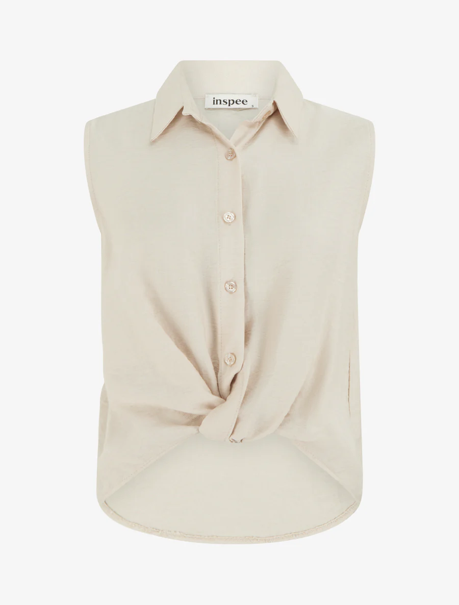 Top met vloeiende geknoopte look - Beige