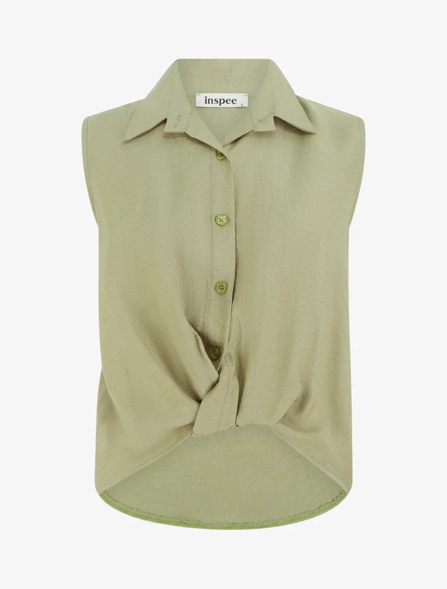 Top met vloeiende geknoopte look - Kaki