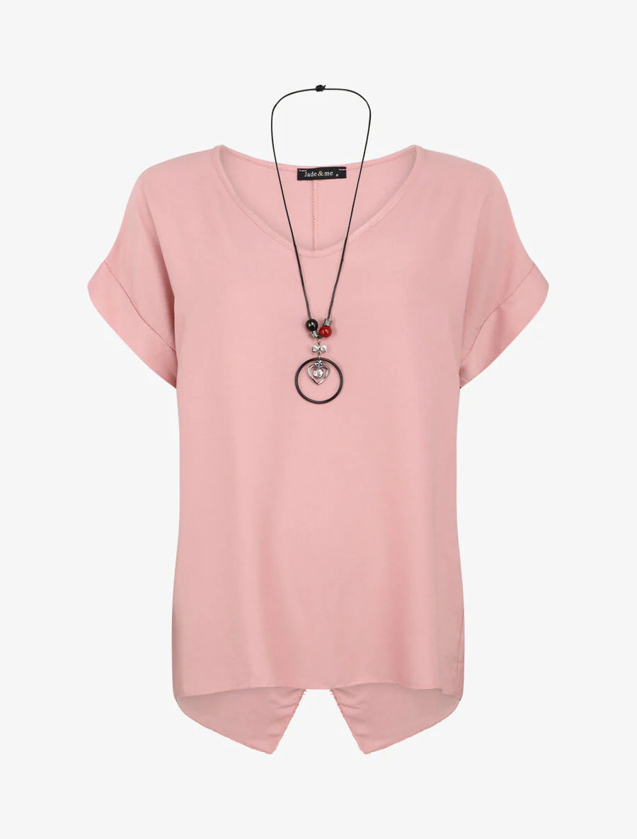 Oversized top met gespleten rug - Poederroze