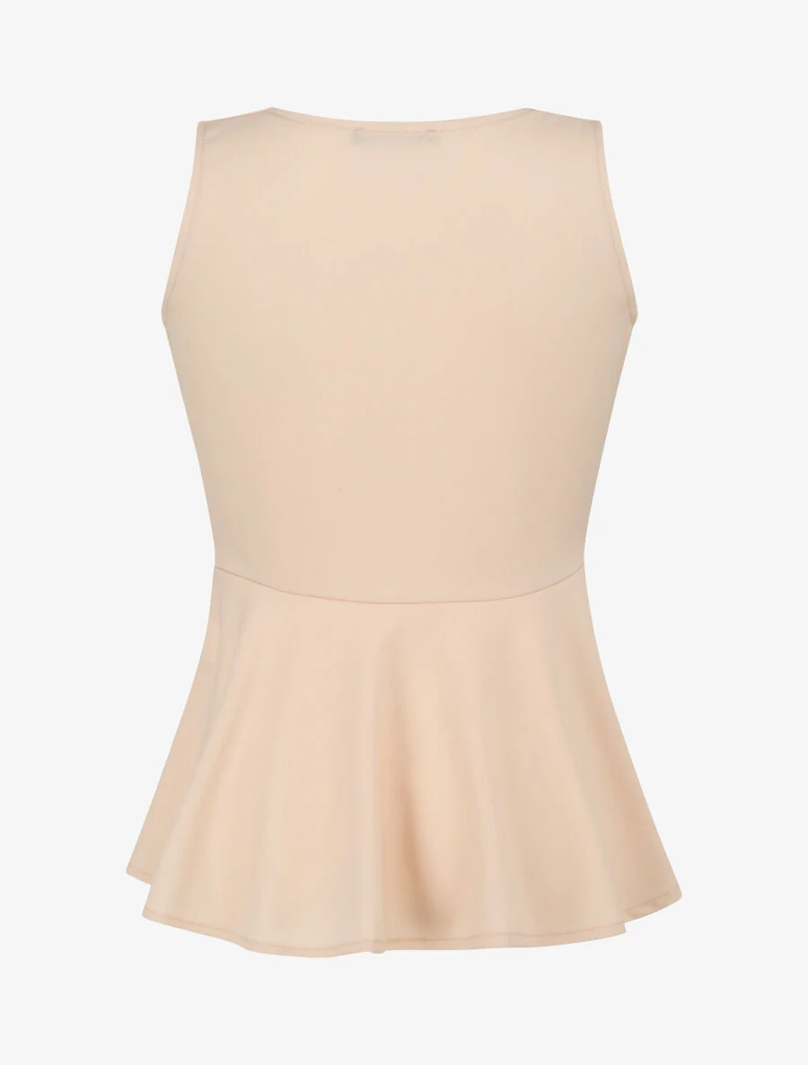 Top peplum met decoratieve riem - Beige - Image 2