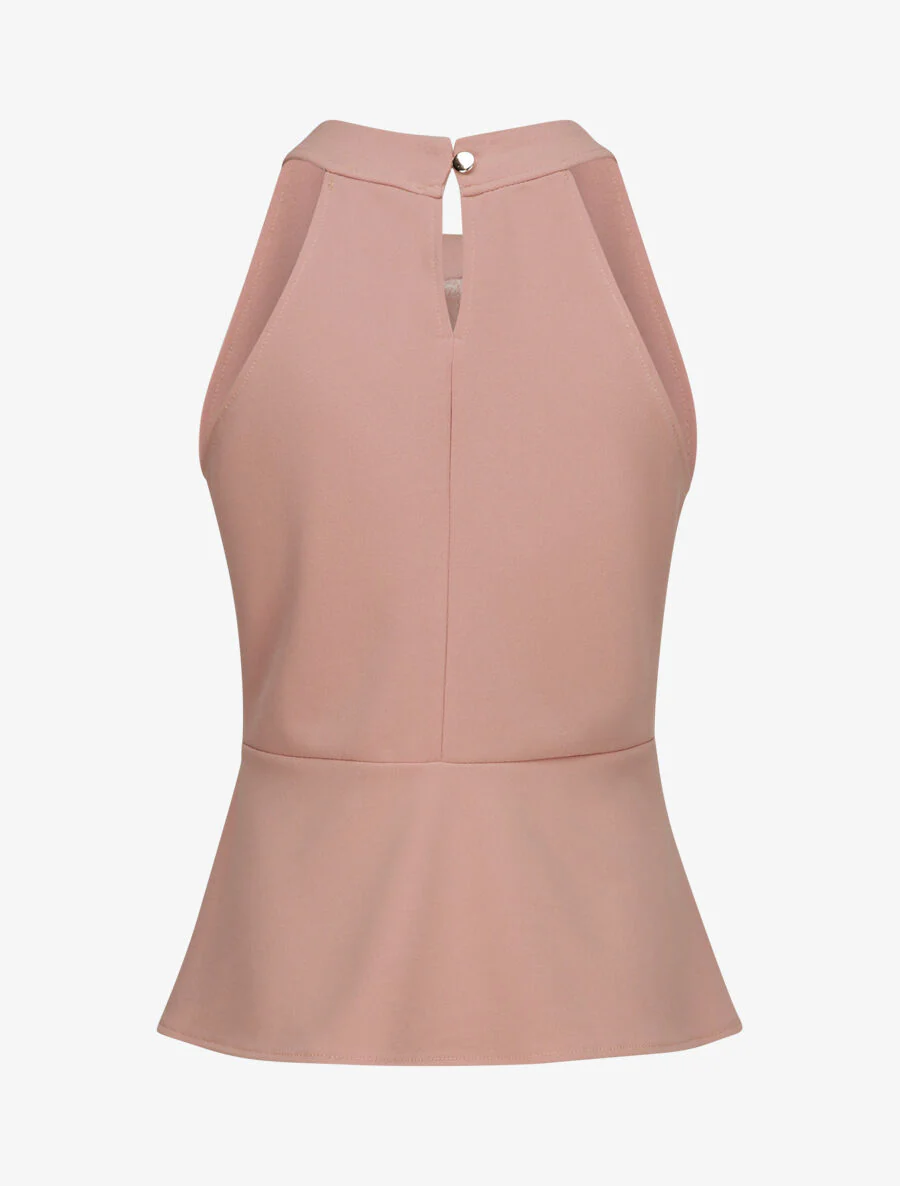 Top peplum met Amerikaanse kraag - Poederroze - Image 2