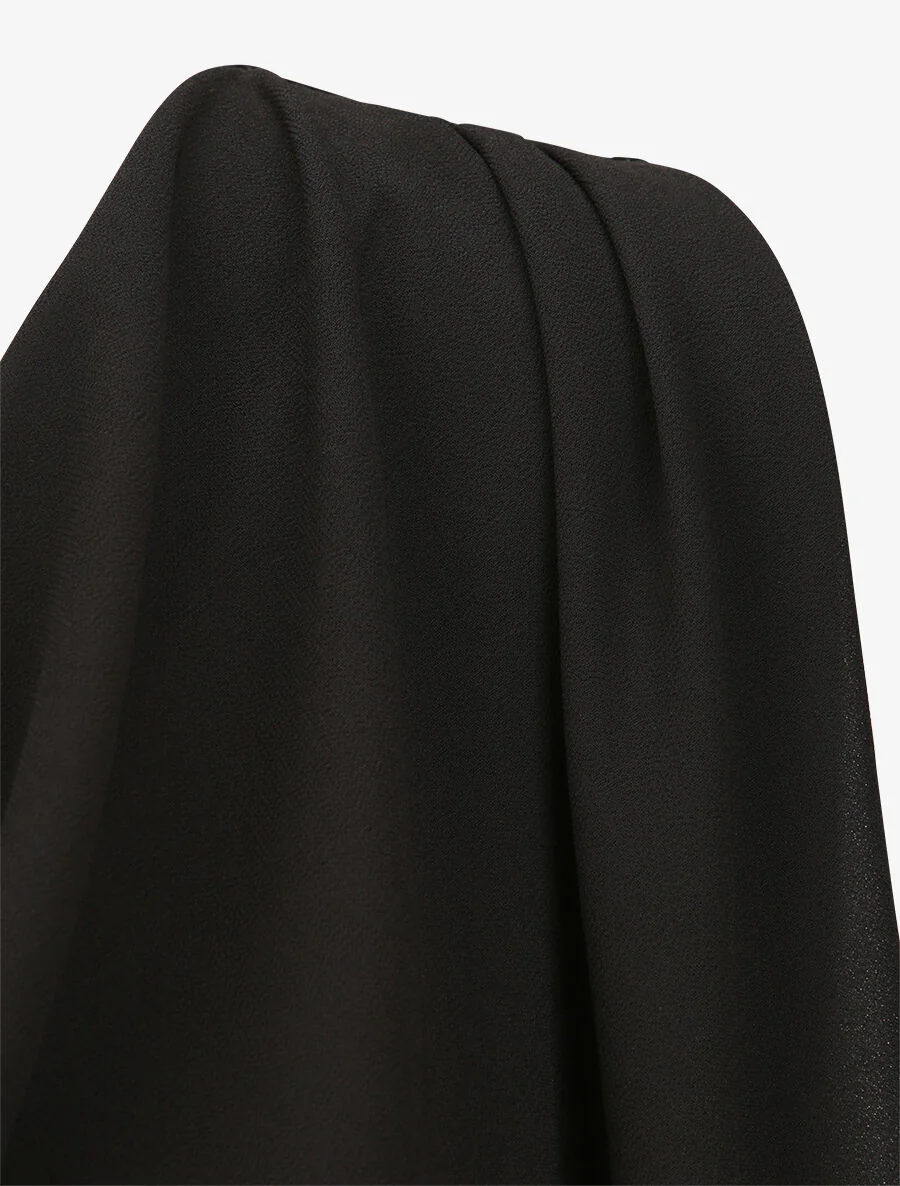 Effen rechte top met watervalhals - Zwart - Image 3