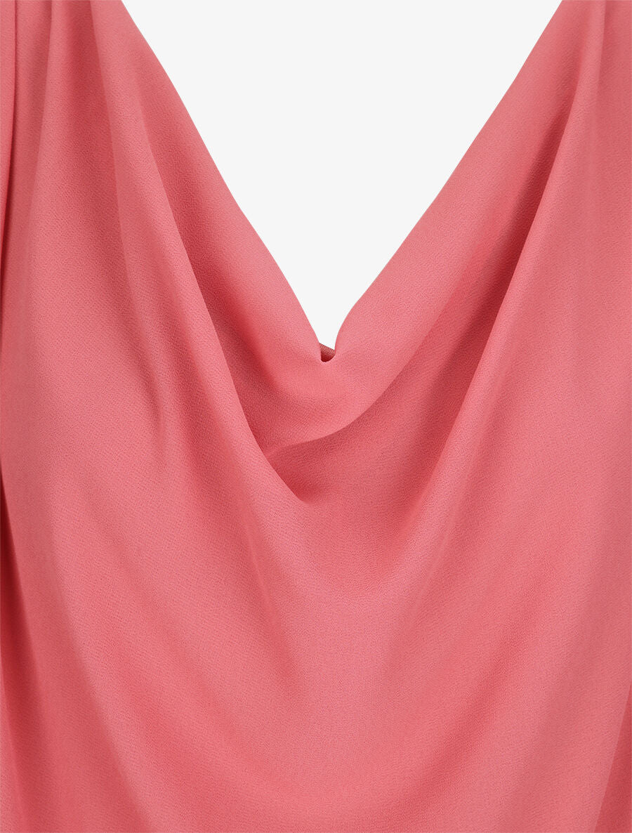 Rechte effen top met watervalhals - Roze - Image 3