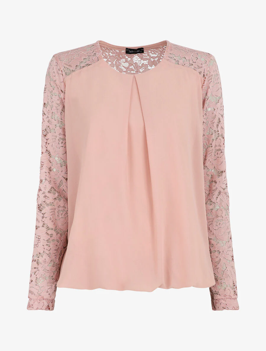 Top met kanten mouwen - Roze