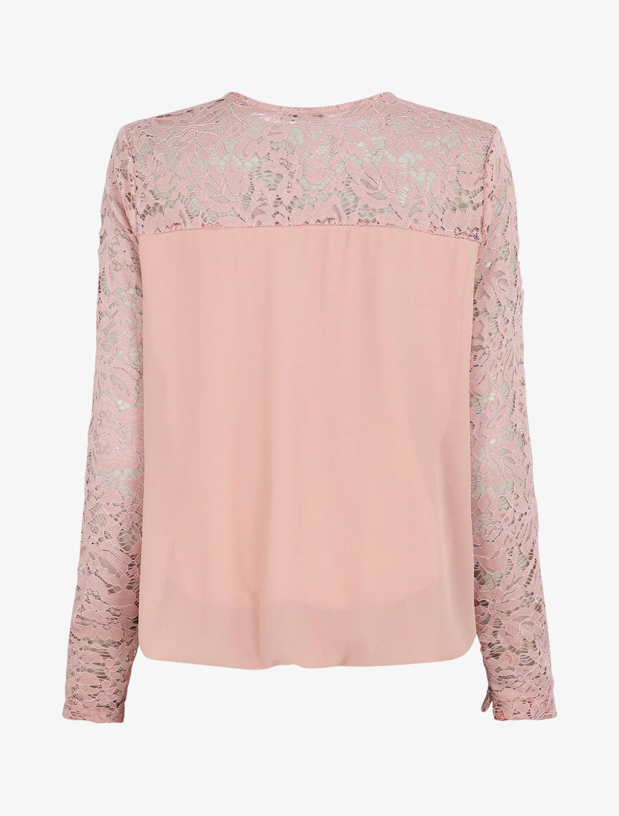 Top met kanten mouwen - Roze - Image 2