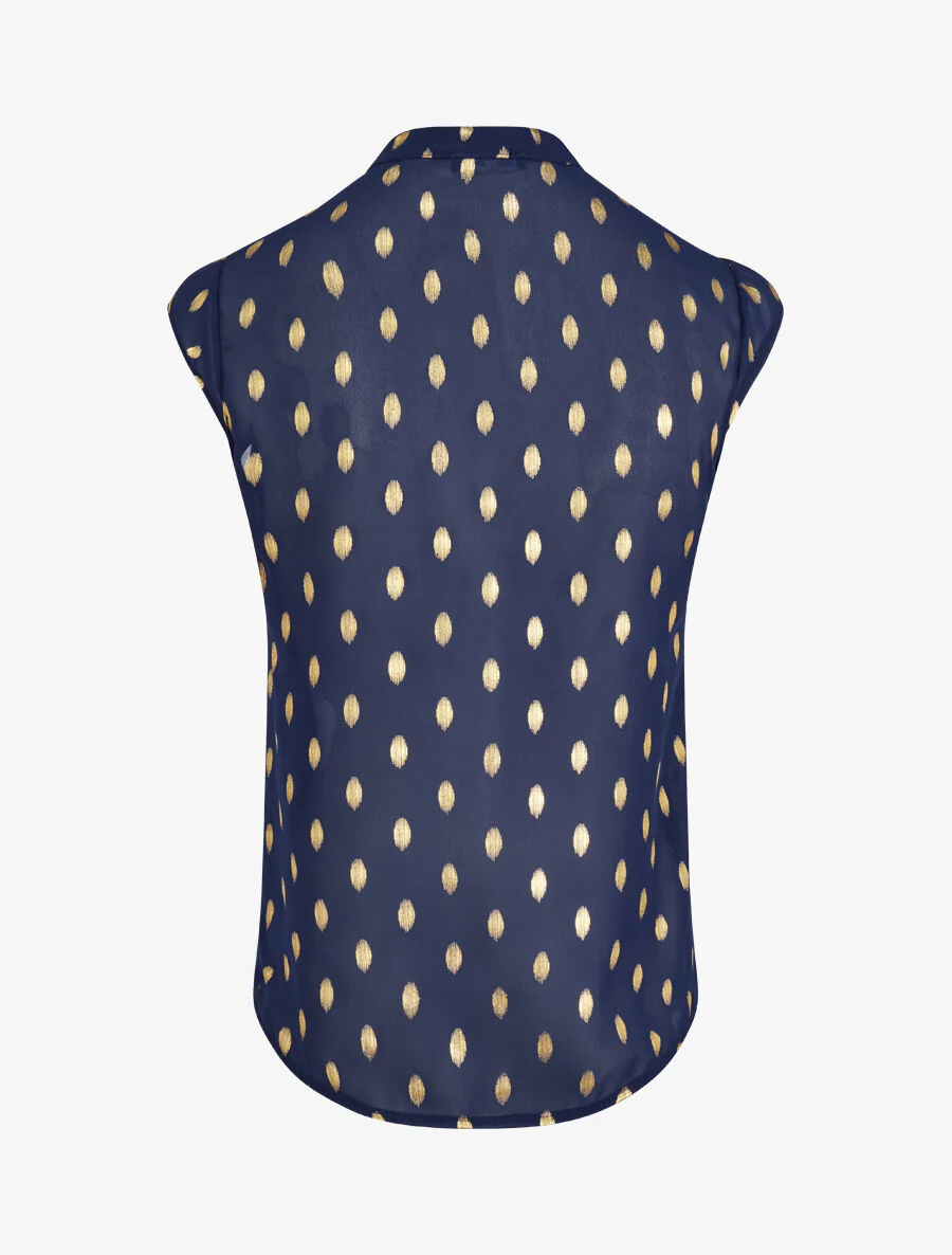 Mouwloze top met iriserende stippenprint - Marineblauw - Image 2