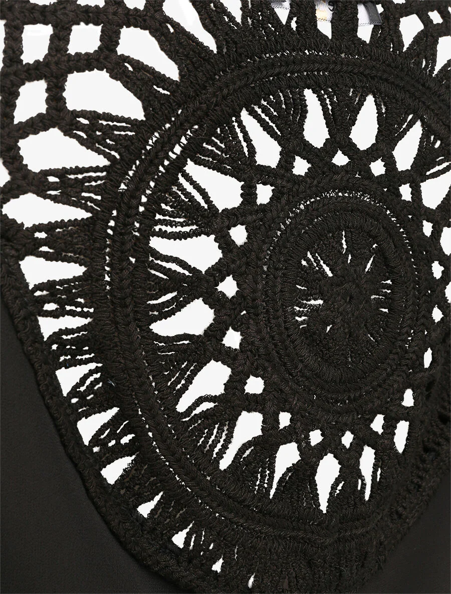 Top met eenkleurige rug in haakwerk - Zwart - Image 3