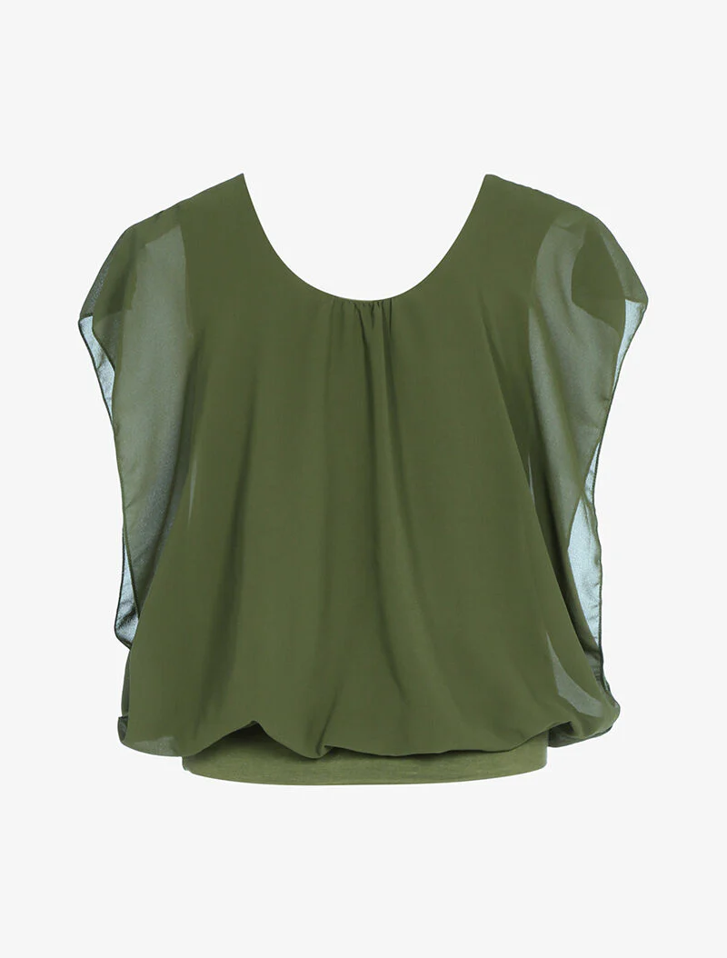 Top ruime bolvormige snit - kaki - Image 2